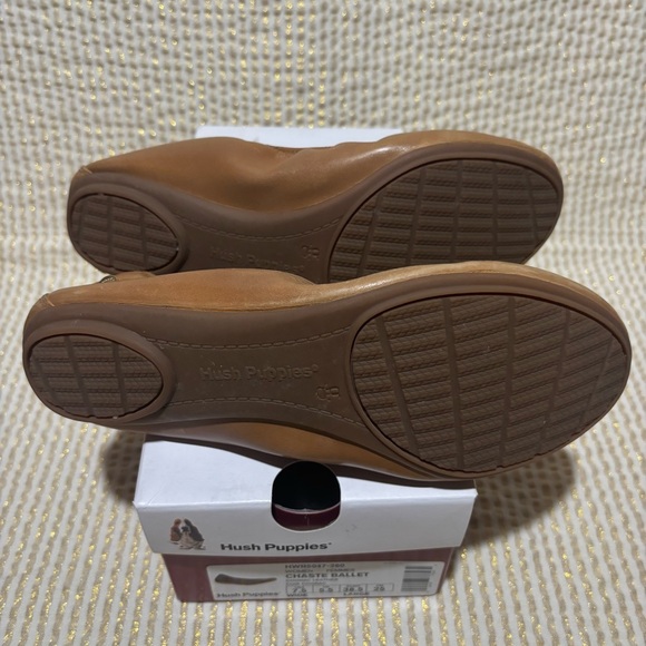 Hush Puppies Chaste Ballet Leather Cognac Size 7.5 Wide - Picture 5 of 7